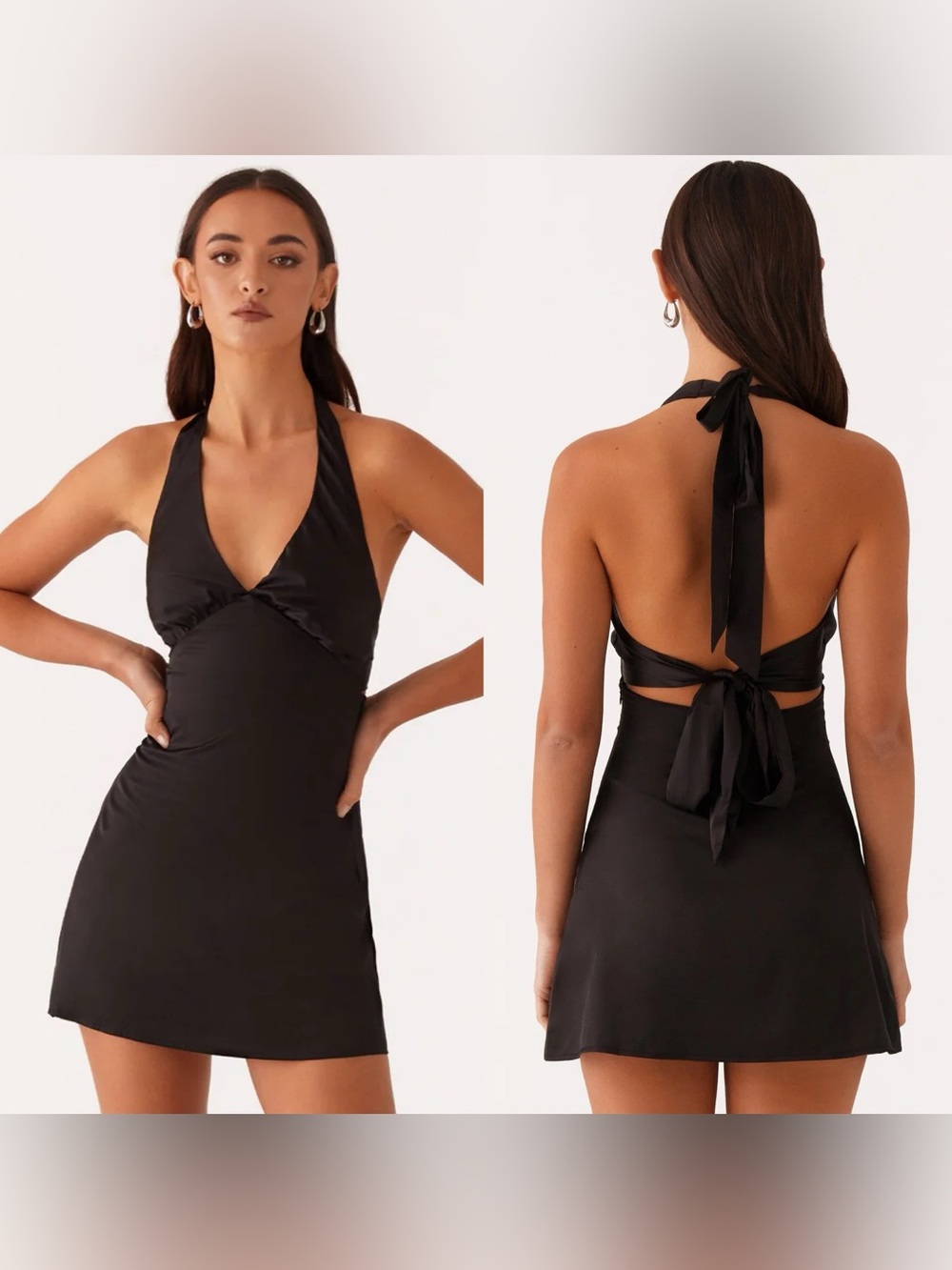 Peppermayo Heavy Hearted Satin Black Mini Dress